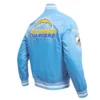 Los angeles chargers pro standard mashup blue satin varsity jacket 3