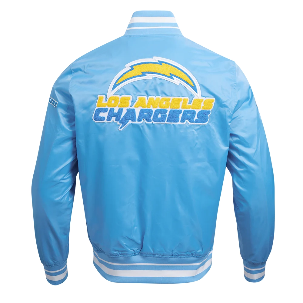 Los angeles chargers pro standard mashup blue satin varsity jacket 4