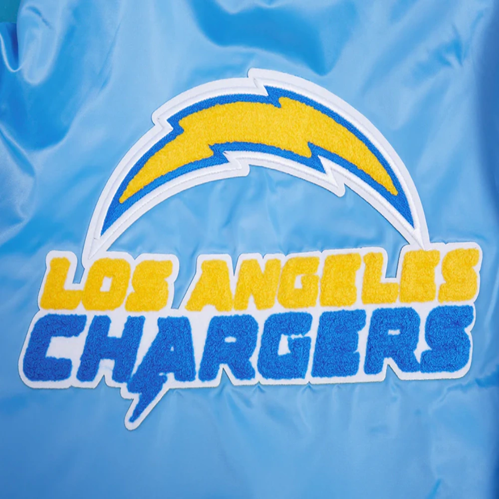 Los angeles chargers pro standard mashup blue satin varsity jacket 5