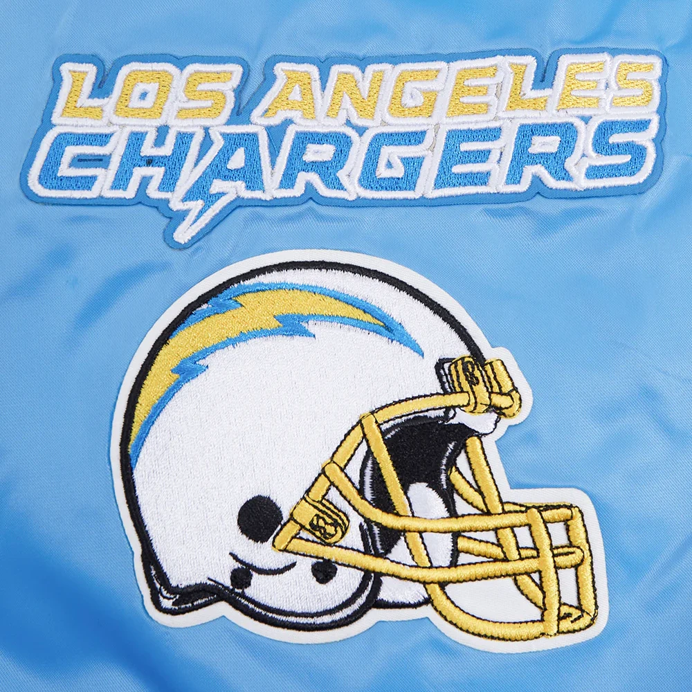 Los angeles chargers pro standard mashup blue satin varsity jacket 6