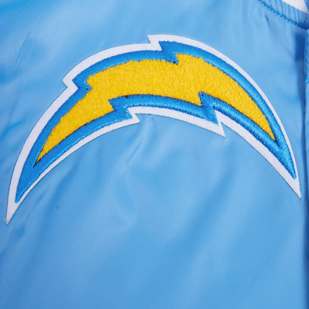 Los angeles chargers pro standard mashup blue satin varsity jacket 7