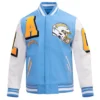 Los angeles chargers pro standard mashup wool and leather varsity jacket 2