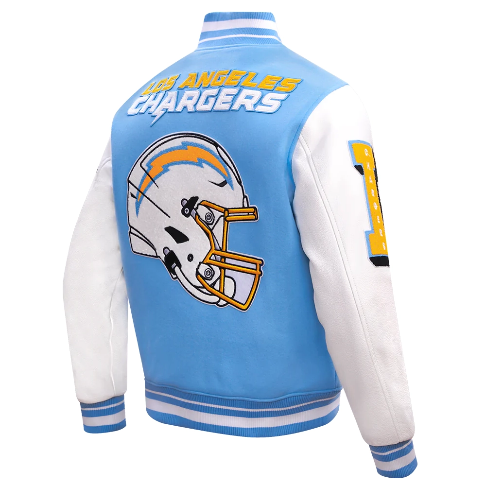 Los angeles chargers pro standard mashup wool and leather varsity jacket 3