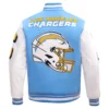 Los angeles chargers pro standard mashup wool and leather varsity jacket 4