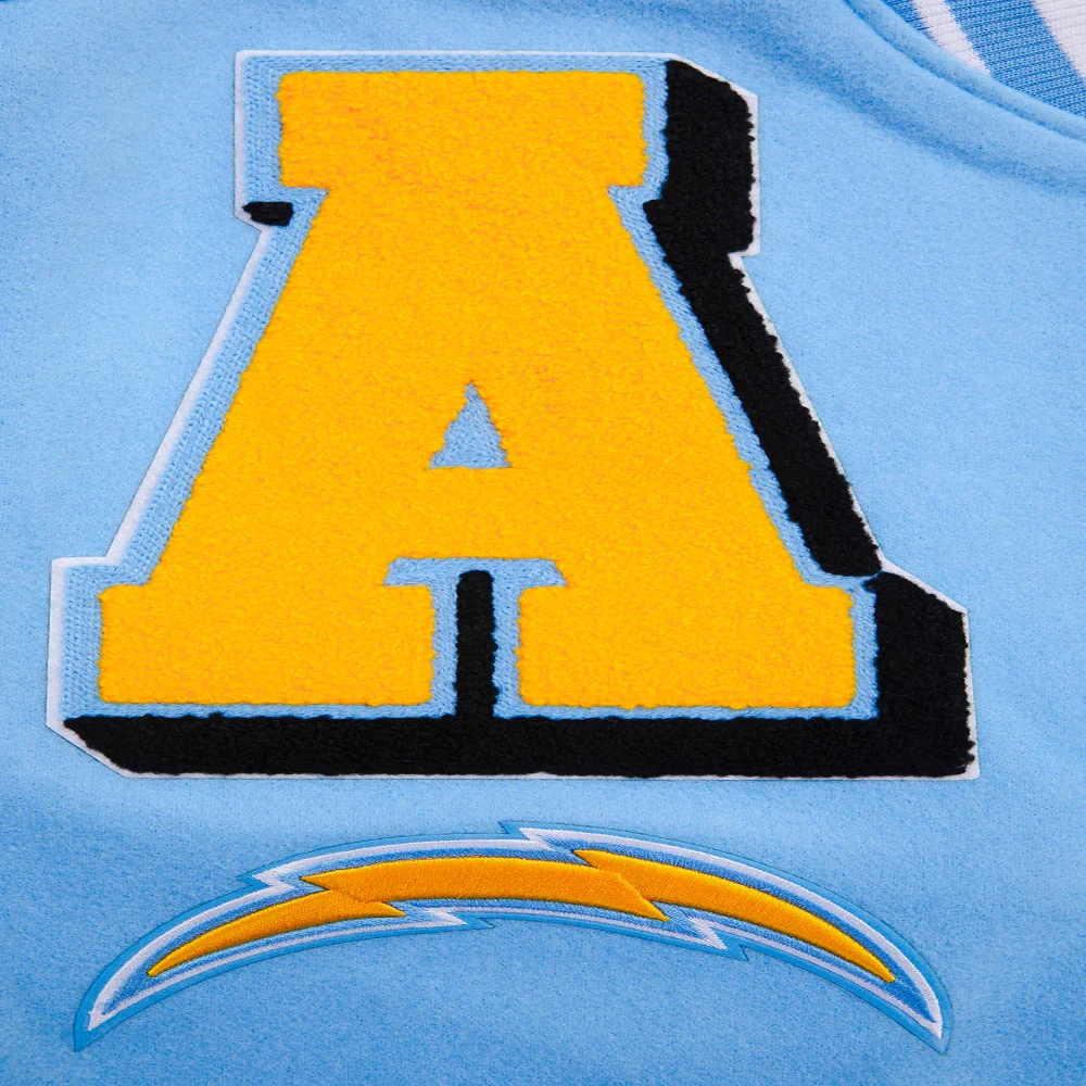 Los angeles chargers pro standard mashup wool and leather varsity jacket 6