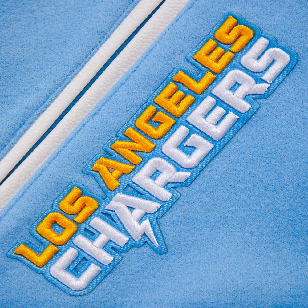 Los angeles chargers pro standard mashup wool and leather varsity jacket 7