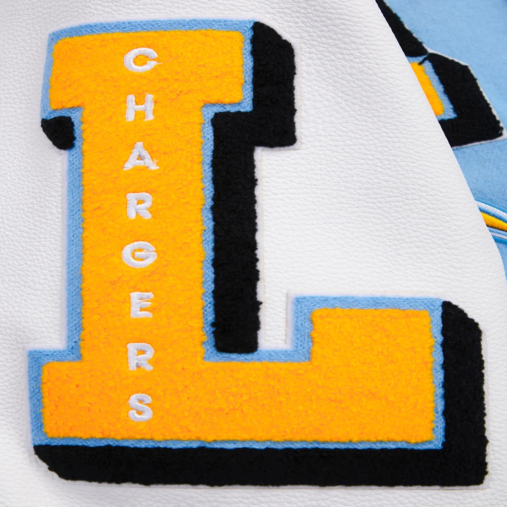 Los angeles chargers pro standard mashup wool and leather varsity jacket 8