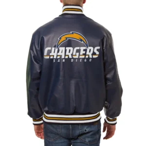 Los angeles chargers real leather varsity jacket navy 2