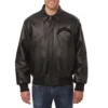 Los angeles chargers tonal full leather bomber jacket black 1