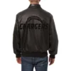 Los angeles chargers tonal full leather bomber jacket black 2