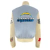 Los angeles chargers wool leather varsity jacket blue cream 1 1