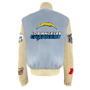 Los angeles chargers wool leather varsity jacket blue cream 1 1