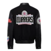 Los angeles clippers full leather varsity jacket black 2