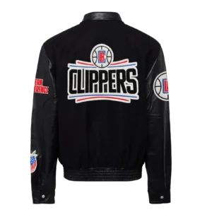 Los angeles clippers full leather varsity jacket black 2