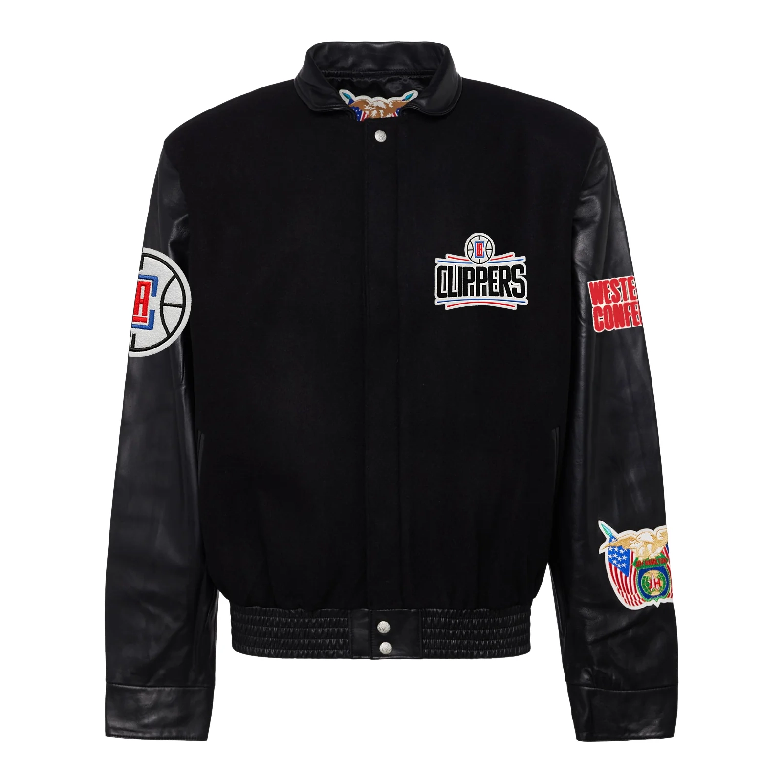 Los angeles clippers full leather varsity jacket black