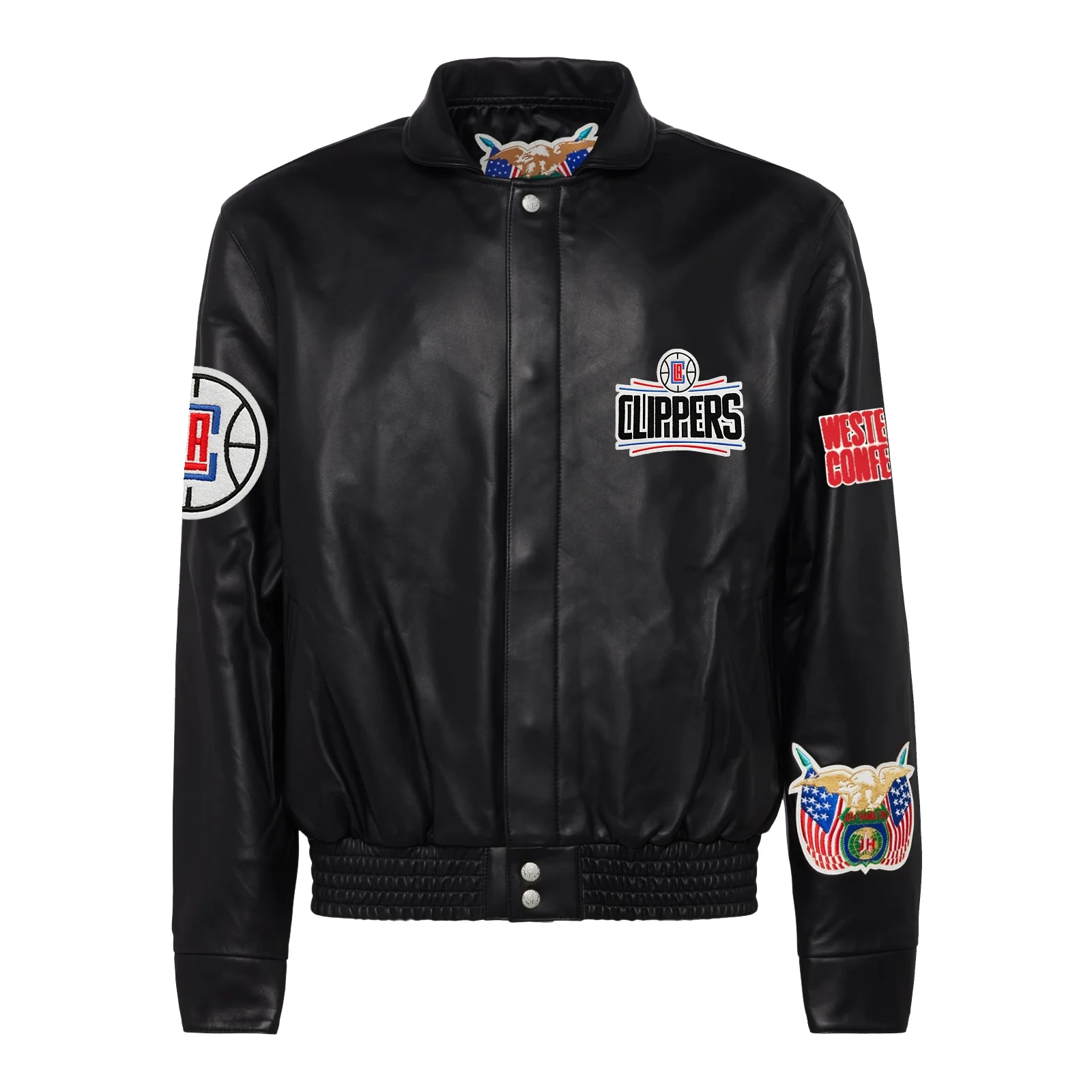 Los angeles clippers jeff hamilton full leather jacket black 1
