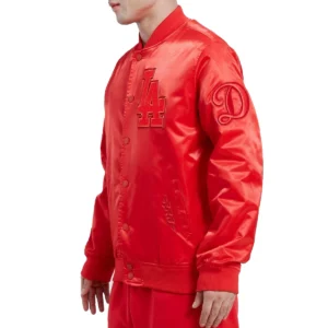 Los angeles dodgers classic triple red satin track varsity jacket 1