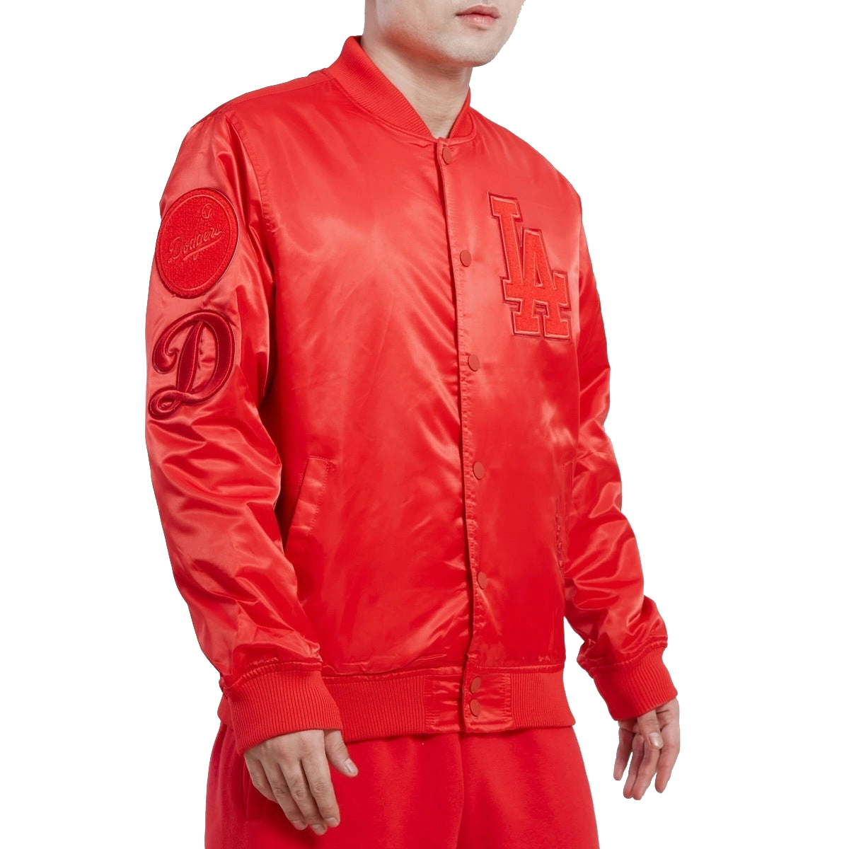 Los angeles dodgers classic triple red satin track varsity jacket 2