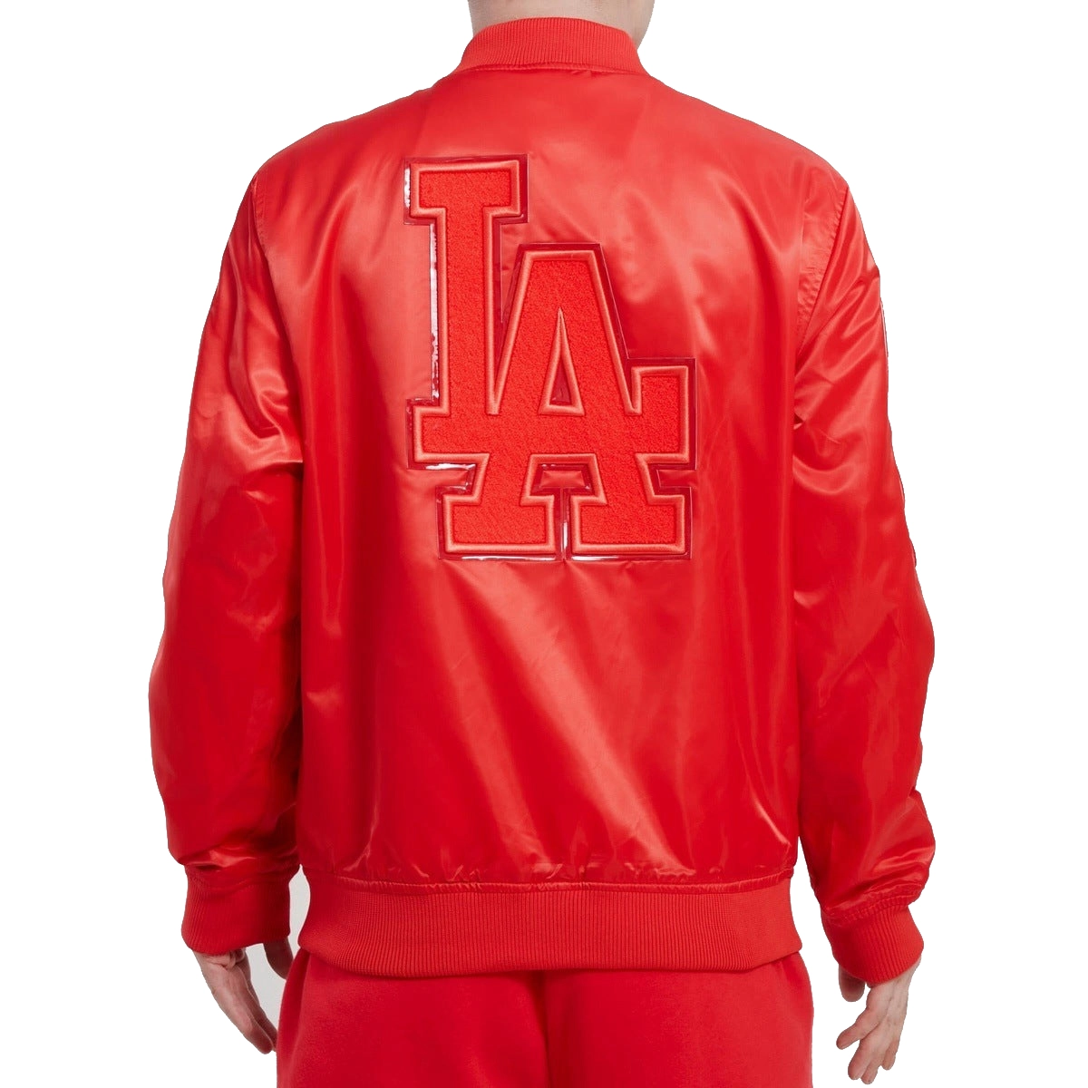 Los angeles dodgers classic triple red satin track varsity jacket 3