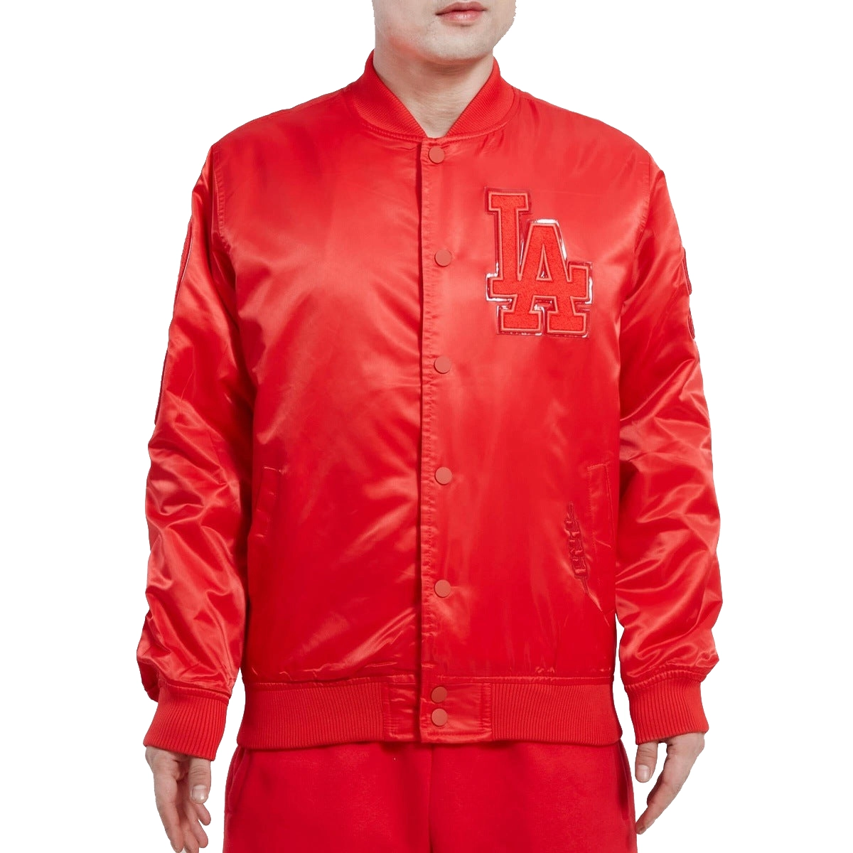 Los angeles dodgers classic triple red satin track varsity jacket