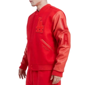 Los angeles dodgers classic triple red wool leather varsity jacket 1
