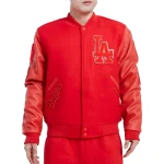 Los Angeles Dodgers Triple Red Wool/Leather Jacket