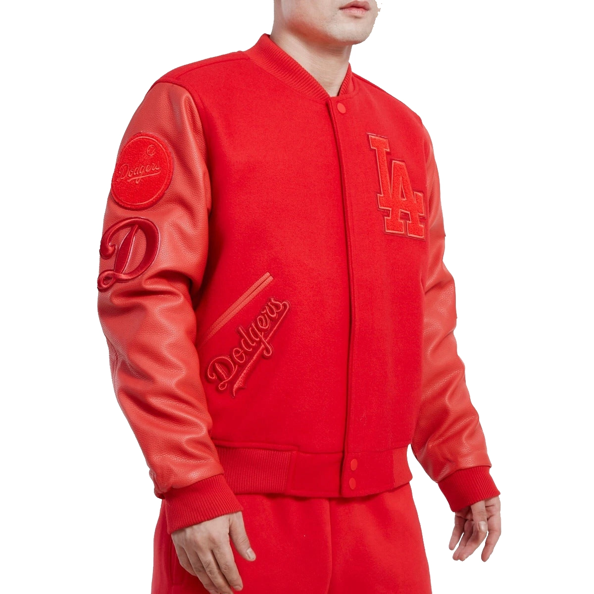 Los angeles dodgers classic triple red wool leather varsity jacket 2