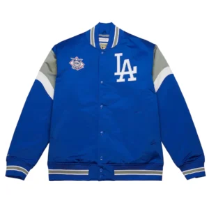 Los angeles dodgers cooperstown full snap satin varsity jacket 3
