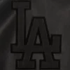 Los angeles dodgers full leather bomber varsity jacket black 3