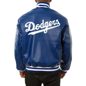Los angeles dodgers full real leather varsity jacket blue 2