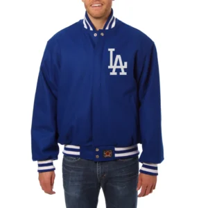 Los angeles dodgers handcrafted logo wool jacket blue 1
