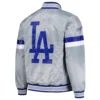 Los angeles dodgers home game satin varsity jacket gray