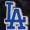 Los angeles dodgers mashup full snap satin varsity jacket black 2 1