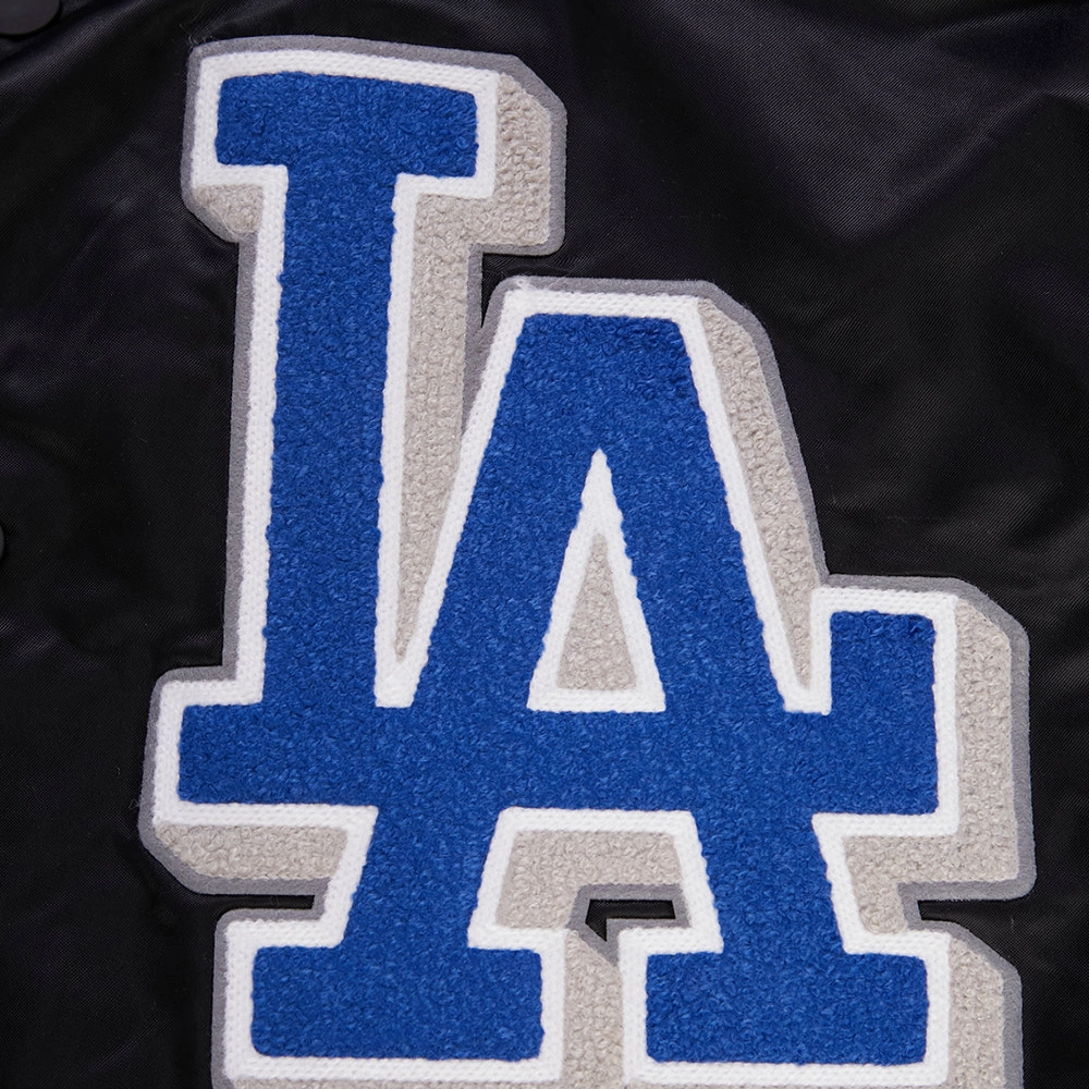 Los angeles dodgers mashup full snap satin varsity jacket black 2 1
