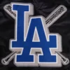 Los angeles dodgers mashup full snap satin varsity jacket black 4 1