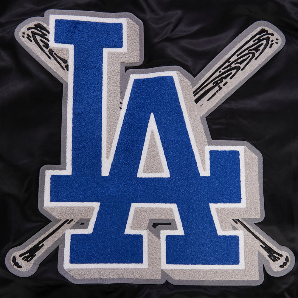 Los angeles dodgers mashup full snap satin varsity jacket black 4 1