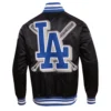 Los angeles dodgers mashup full snap satin varsity jacket black 5 1