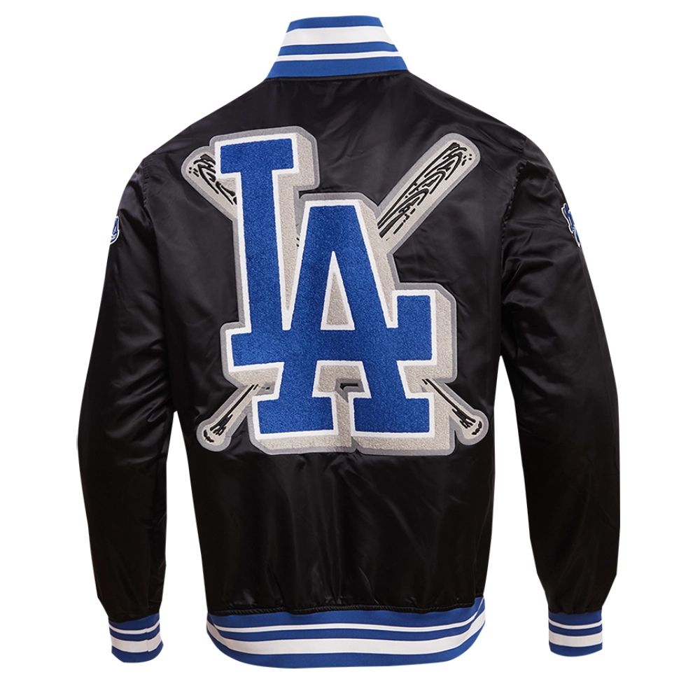Los angeles dodgers mashup full snap satin varsity jacket black 5 1