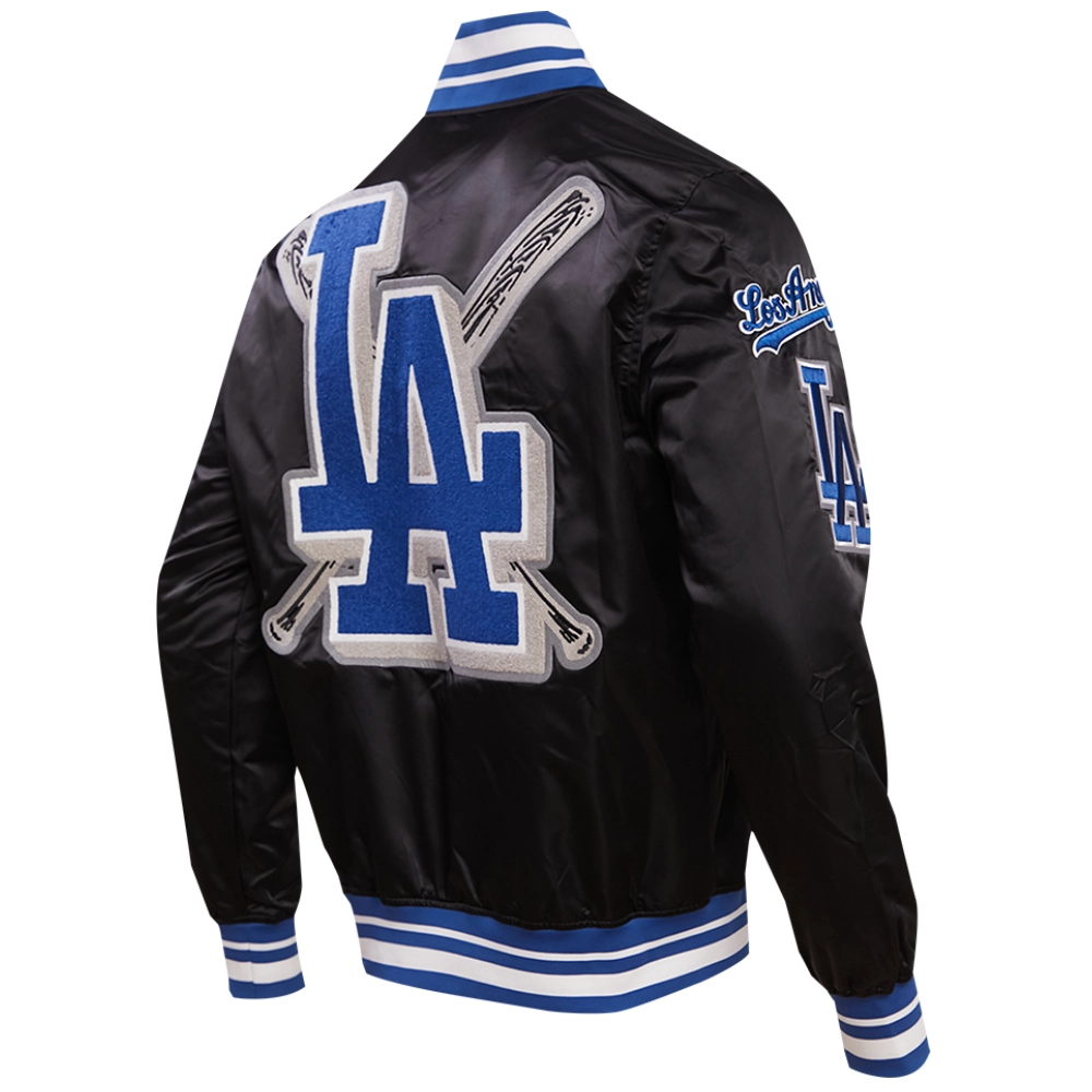 Los angeles dodgers mashup full snap satin varsity jacket black 6 1