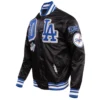 Los angeles dodgers mashup full snap satin varsity jacket black 7 1
