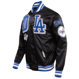 Los angeles dodgers mashup full snap satin varsity jacket black 7 1