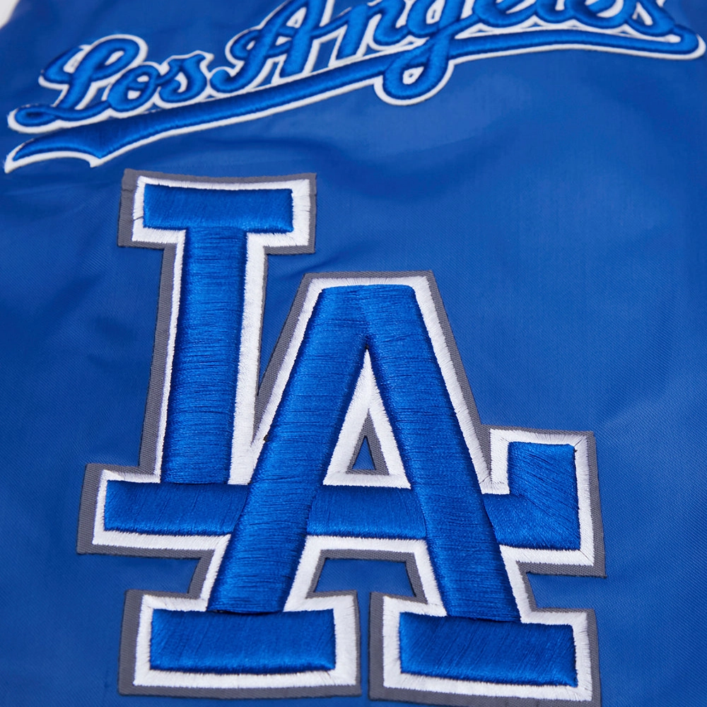 Los angeles dodgers mashup full snap satin varsity jacket blue 3 1