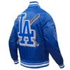 Los angeles dodgers mashup full snap satin varsity jacket blue 4 1
