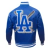 Los angeles dodgers mashup full snap satin varsity jacket blue 5 1