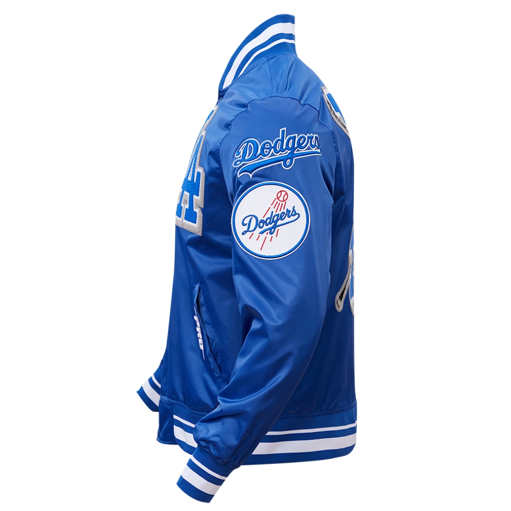 Los angeles dodgers mashup full snap satin varsity jacket blue 6 1