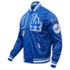 Los angeles dodgers mashup full snap satin varsity jacket blue 7 1