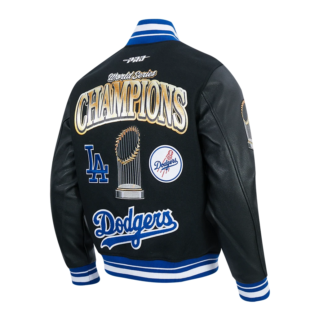 Los angeles dodgers mens world series 2025 varsity jacket black