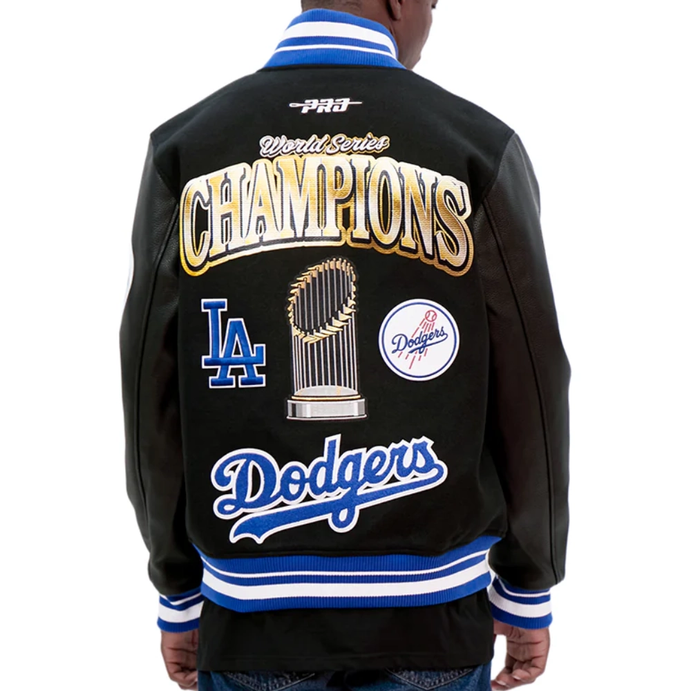 Los angeles dodgers mens world series 2025 wool leather jacket