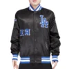 Los angeles dodgers old english full snap satin varsity jacket black processed 1