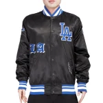 Los Angeles Dodgers Old English Black Satin Jacket